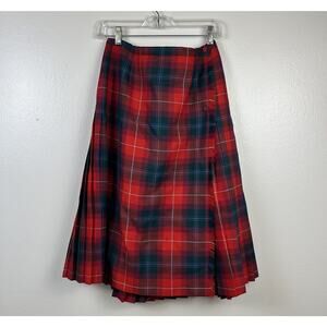 Vintage Aljean Women’s Pure Wool Plaid Skirt Size 30” Kilt Holiday Tartan